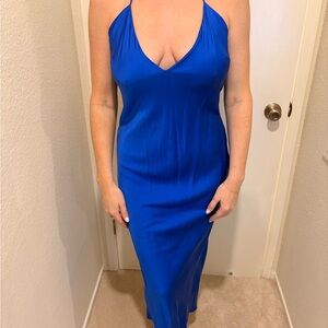 Retrofête Cobalt Blue Slip Midi Dress